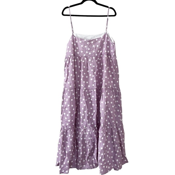 NEW CHARLIE HOLIDAY Isabella Maxi Dress Lilac Polka Dot Cotton Sz 8 - Picture 3 of 4
